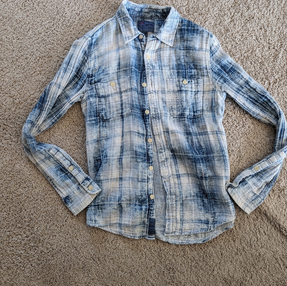 Lucky Brand distressed flannel button up